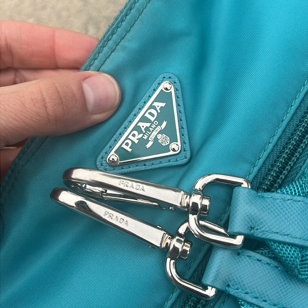 Prada Front Pocket Messenger Bag Tessuto Medium Crossbody teal - Picture 8 of 16